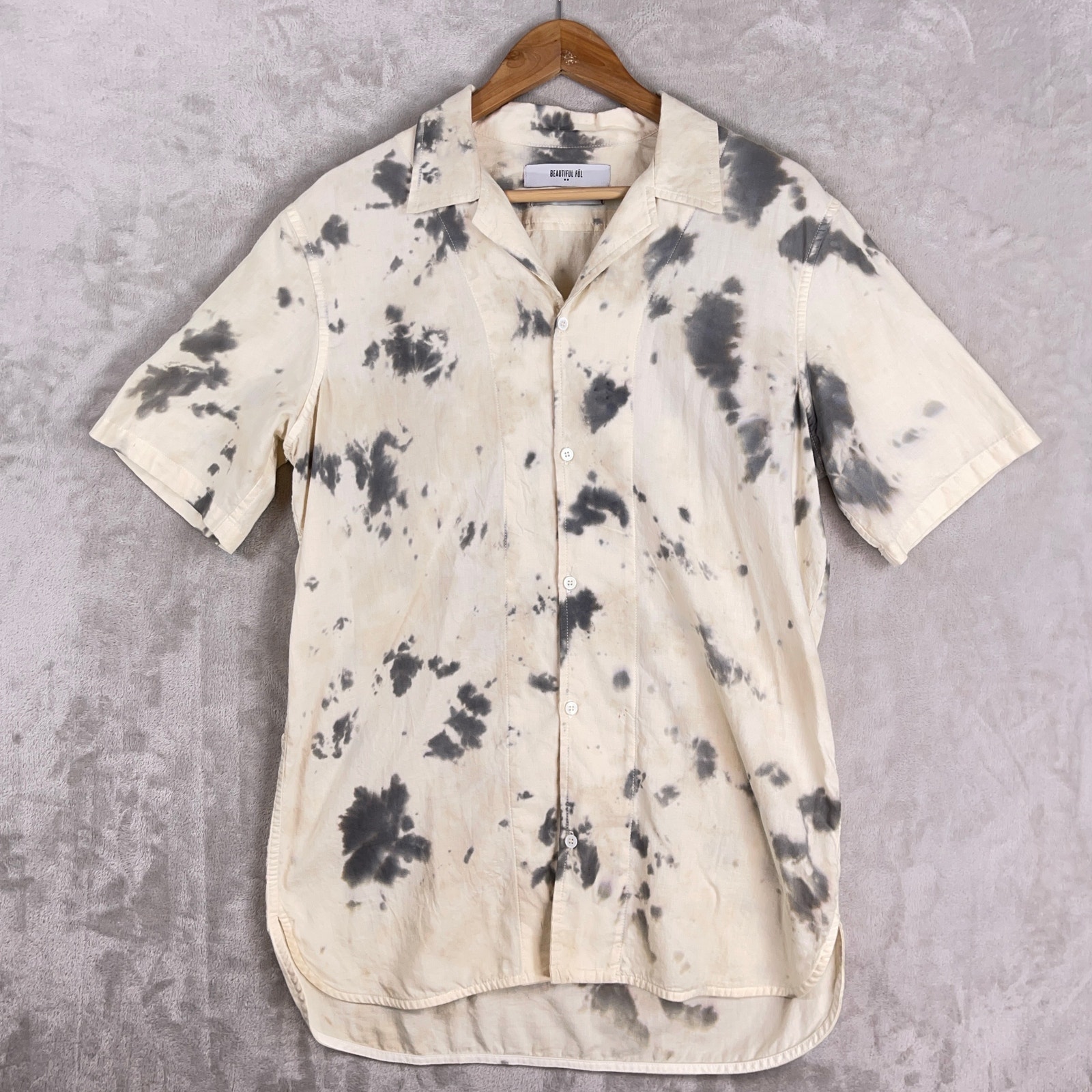 Beautiful Fl Btfl Men's Med Short Sleeve Button Up Hand Dyed Bone La Made Rare